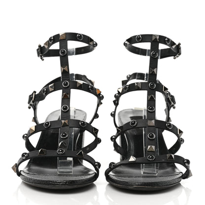 Valentino Garavani Calfskin Onyx Rockstud Rolling 60mm Caged Sandals 38 Black 2 of 7