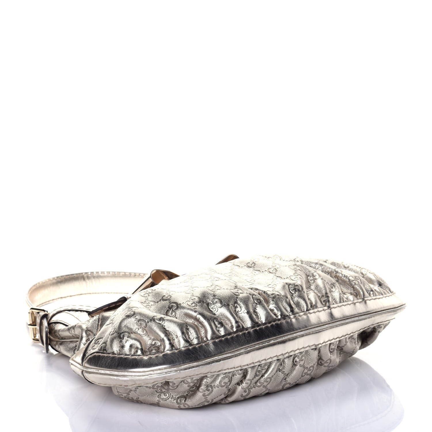 Gucci Metallic Guccissima Queen Bow Hobo Platinum 4 of 9