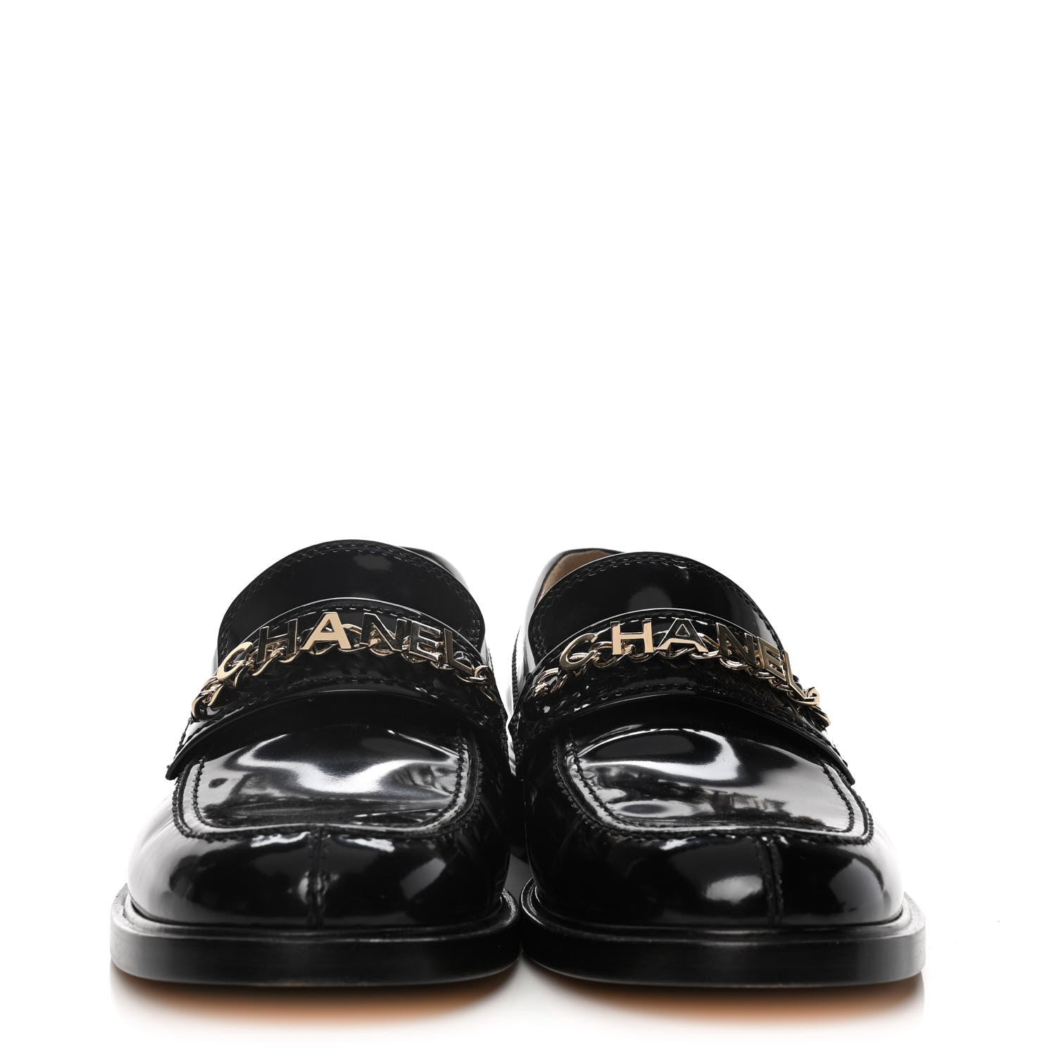 Chanel Shiny Calfskin Logo Loafers 40.5 Black 2 of 16