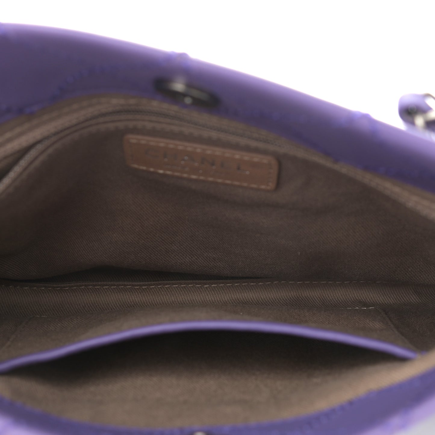 Calfskin Wild Stitch Small Shopping Tote Purple