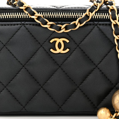 Chanel Lambskin Quilted Pearl Crush Small Vanity Case With Chain Black 8 of 10
