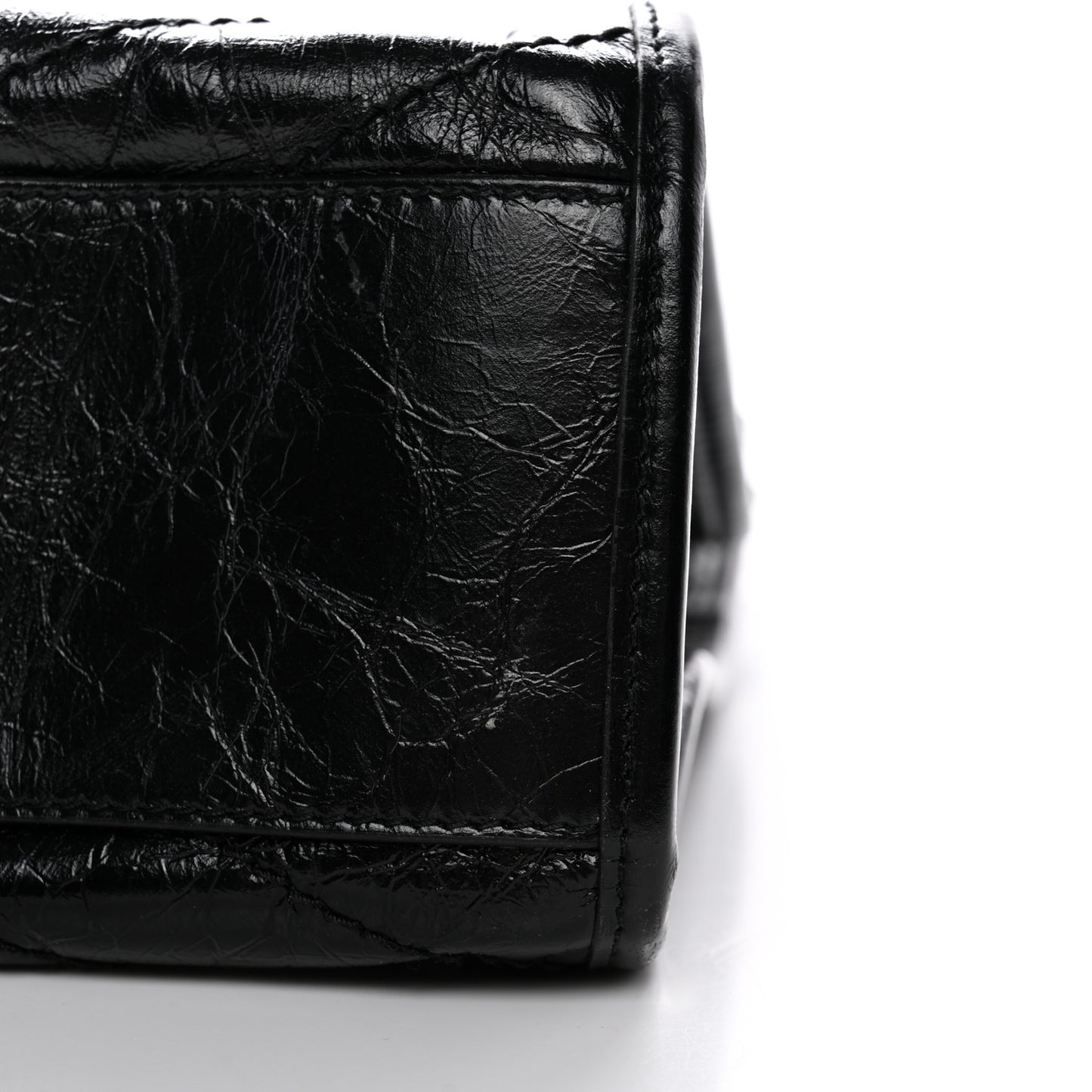 Crinkled Calfskin Matelasse Monogram Medium Niki Shopper Tote Black