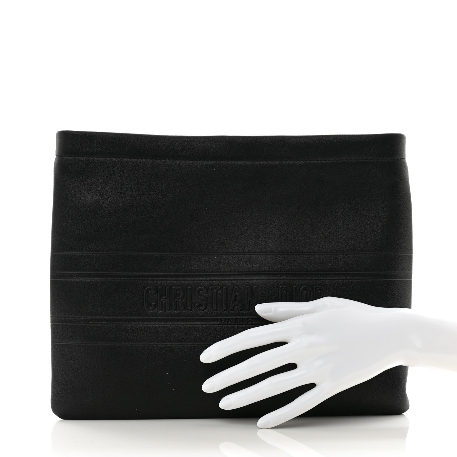 Christian Dior Calfskin Medium Diordouble Zip Pouch Black 2 of 8