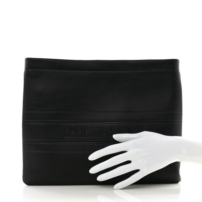 Christian Dior Calfskin Medium Diordouble Zip Pouch Black 2 of 8