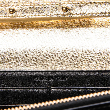 Saint Laurent Metallic Calfskin Tri-Quilt Monogram Envelope Chain Wallet Oro 7 of 7