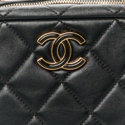 Chanel Lambskin Enamel Quilted CC Camera Case Black 8 of 10