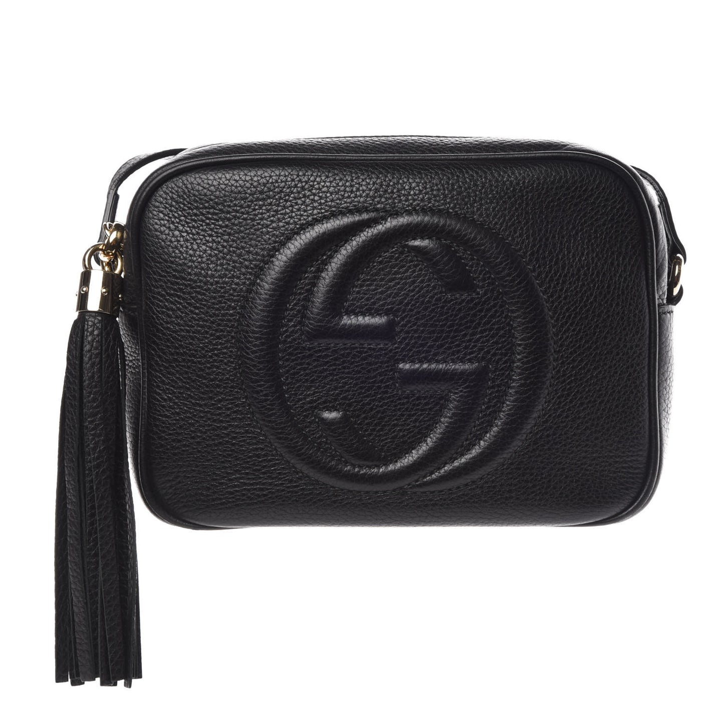 Pebbled Calfskin Small Soho Disco Bag Black