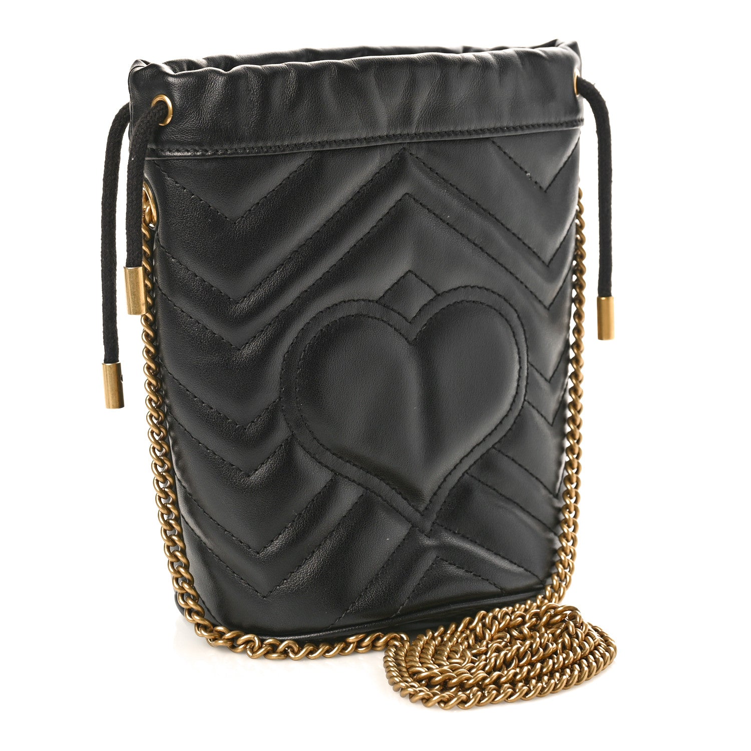 Gucci Calfskin Matelasse Mini GG Marmont 2.0 Bucket Bag Black 3 of 9