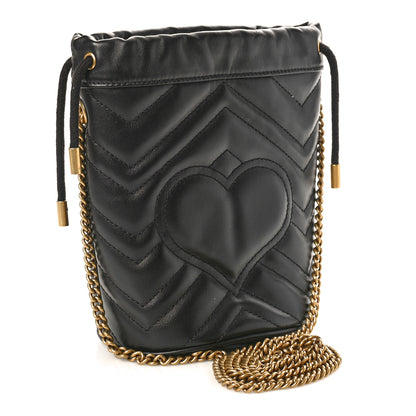 Gucci Calfskin Matelasse Mini GG Marmont 2.0 Bucket Bag Black 3 of 9