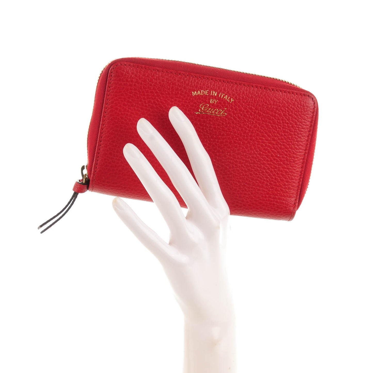 Dollar Calfskin Medium Swing Zip Around Wallet Red