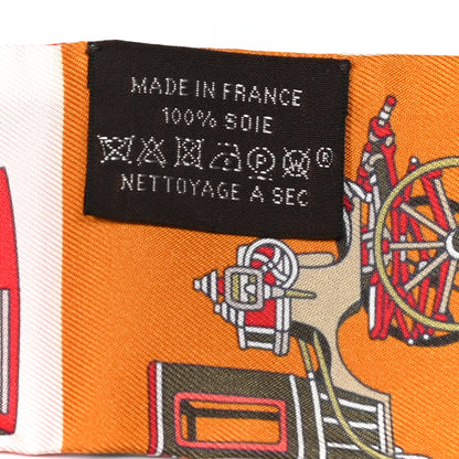 Hermes Silk Les Voitures Exquises Twilly Orange Beige Kaki 4 of 5
