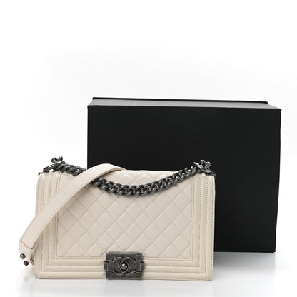 Chanel Caviar Quilted Medium Boy Flap White 15 of 15