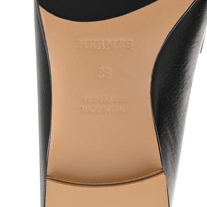 Hermes Goatskin Womens Paris Loafers 39 Black 8 of 8