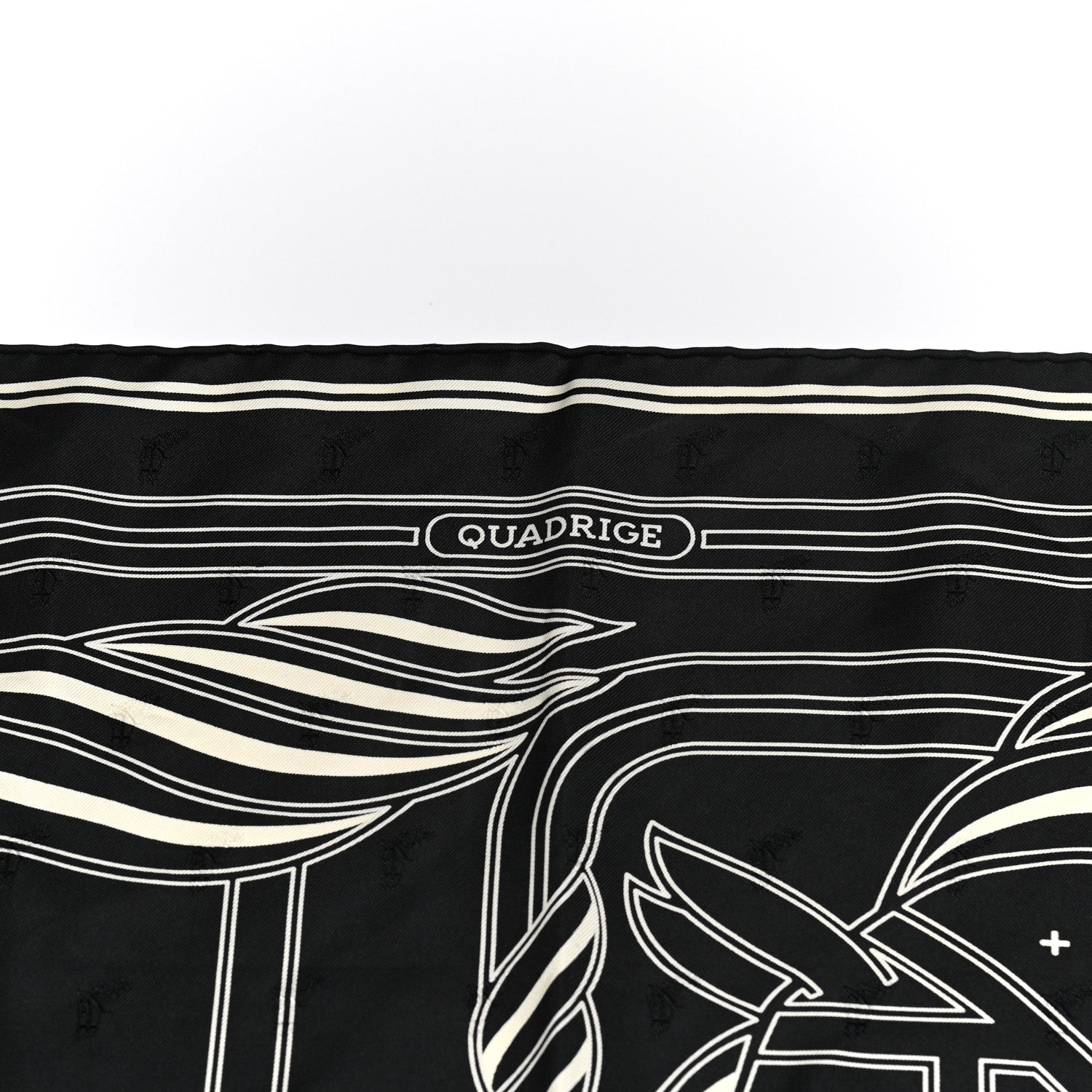 Hermes Silk Quadrige Au Fil Scarf 70 Black Creme 5 of 7