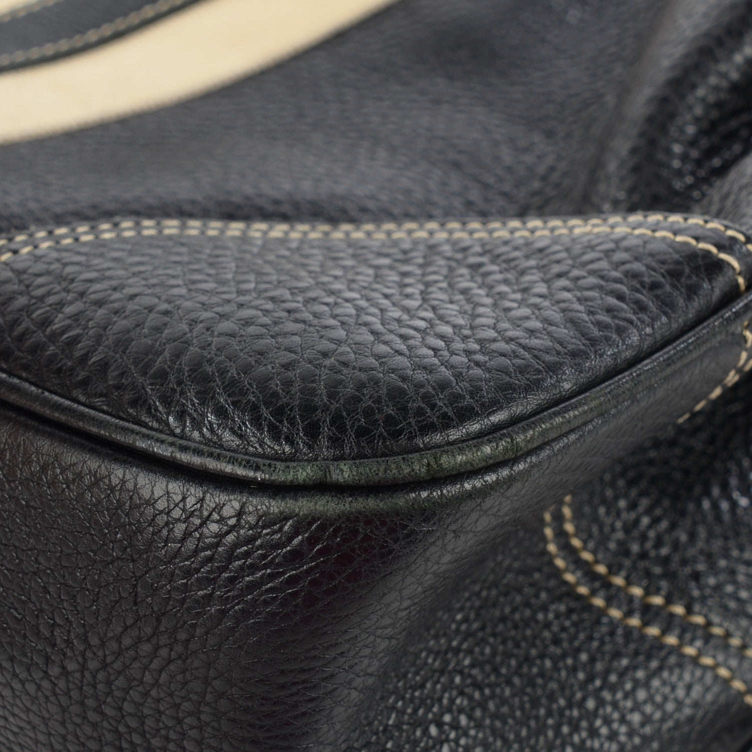 Prada Vitello Daino Stripe Shoulder Bag Nero Black 11 of 12