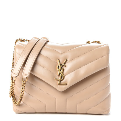 Saint Laurent Calfskin Y Quilted Monogram Small Loulou Chain Satchel Dark Beige 1 of 9