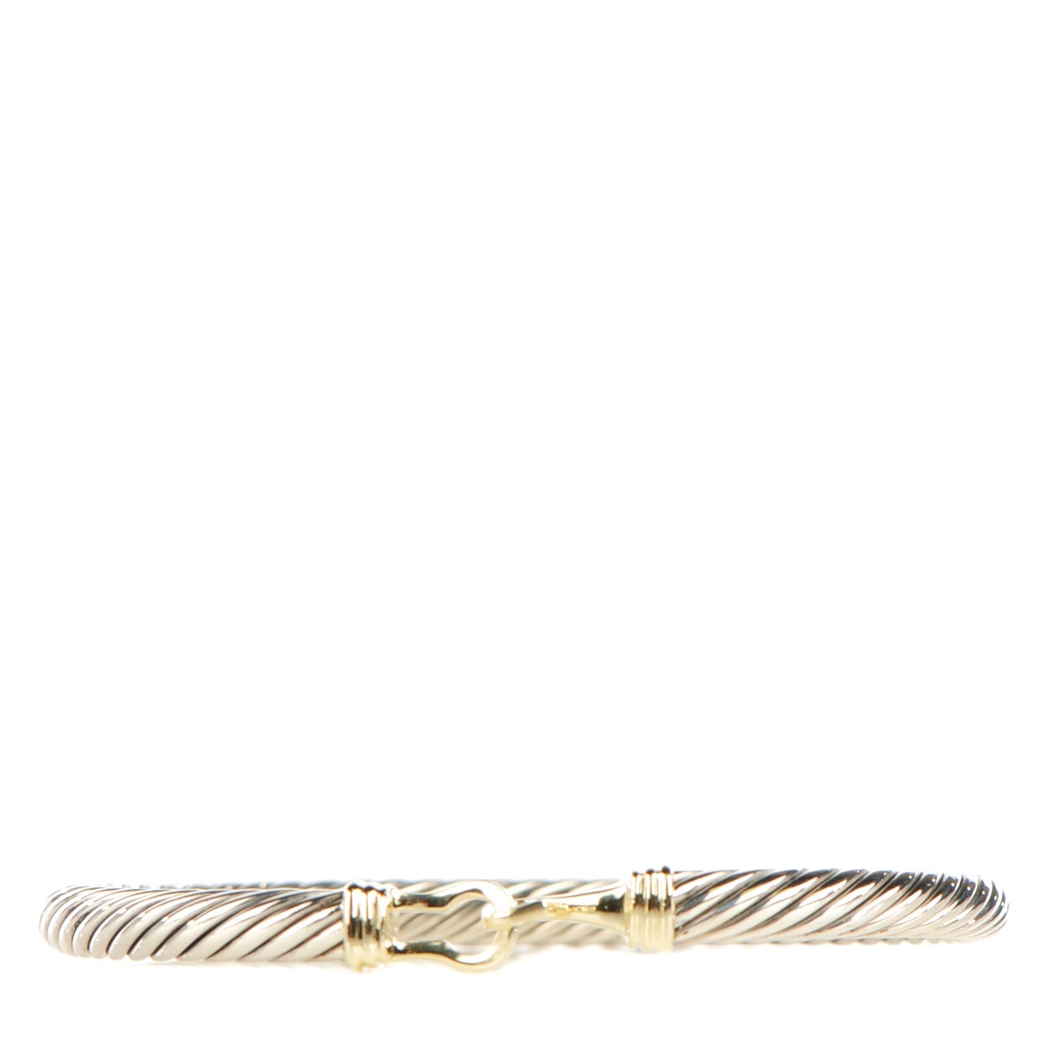 David Yurman Sterling Silver 14K Yellow Gold 5mm Cable Classic Buckle Bracelet 1 of 6