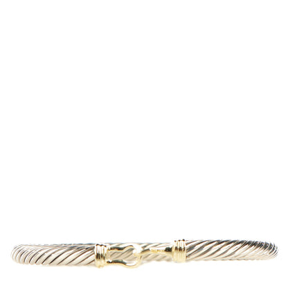 David Yurman Sterling Silver 14K Yellow Gold 5mm Cable Classic Buckle Bracelet 1 of 6
