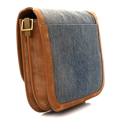 Saint Laurent Denim Suede Monogram Medium Solferino Soft Satchel Blue Cinnamon 3 of 11