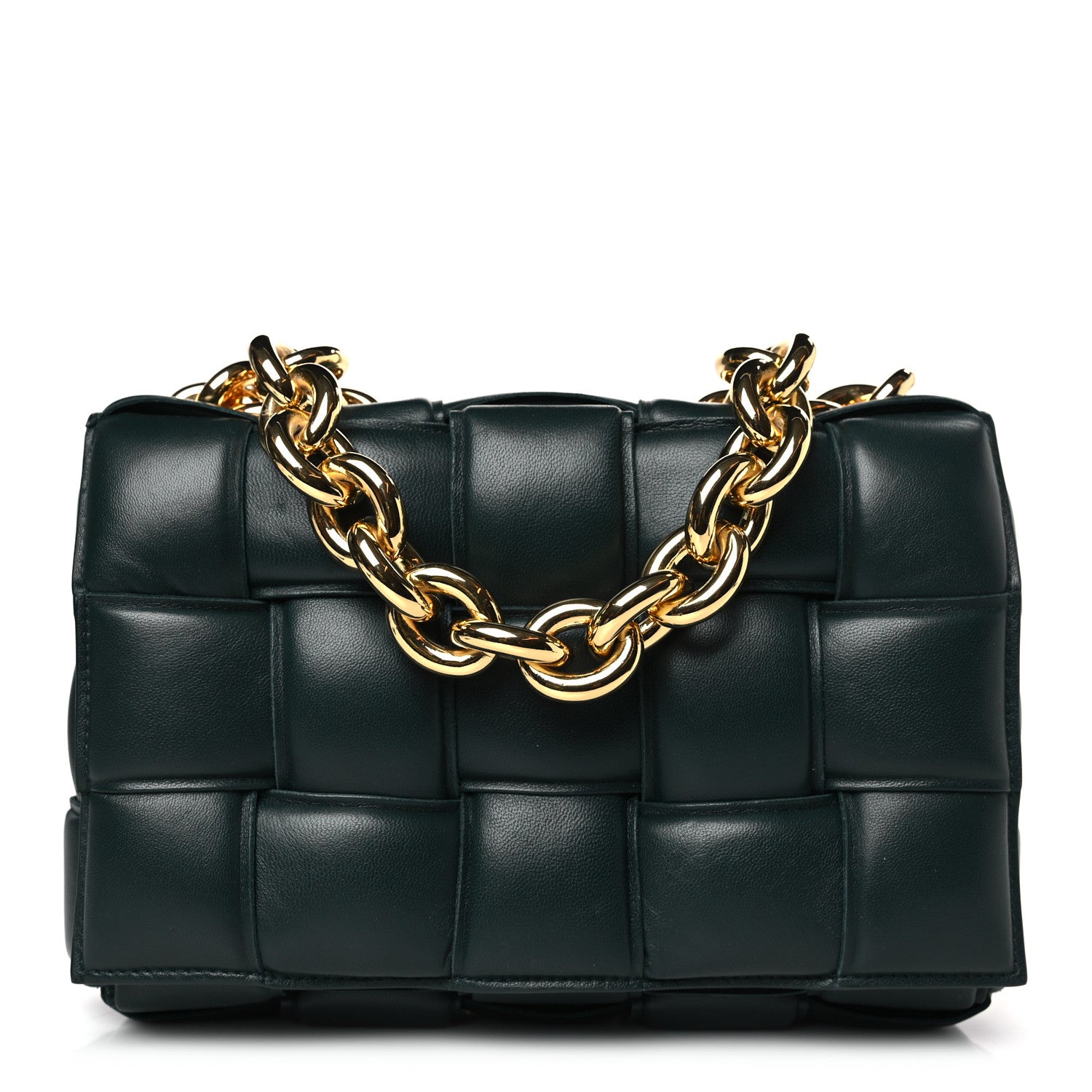 Bottega Veneta Lambskin Maxi Intreccio Padded Chain Cassette Crossbody Bag Raintree 1 of 9