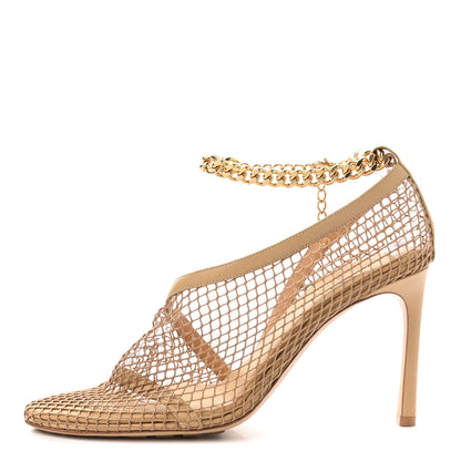 Bottega Veneta Mesh Nappa Chunky Chain Sandals 41 Beige Pony 1 of 8