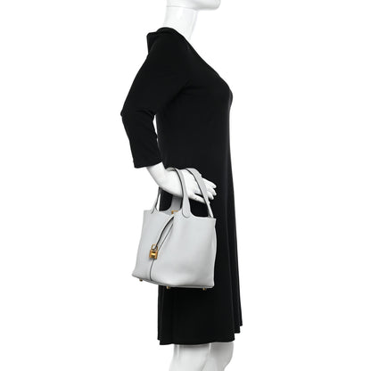 Hermes Taurillon Clemence Picotin Lock 18 PM Bleu Pale 2 of 11