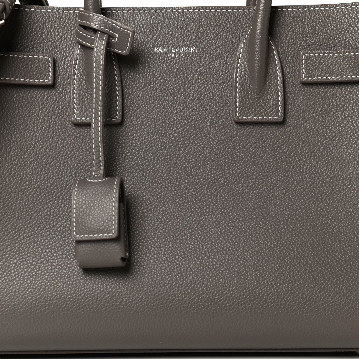 Saint Laurent Grained Calfskin Small Sac De Jour Fog 9 of 13