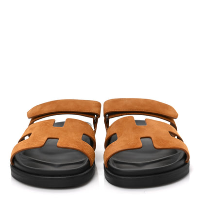 Hermes Suede Goatskin Womens Chypre Sandals 39 Naturel 2 of 8