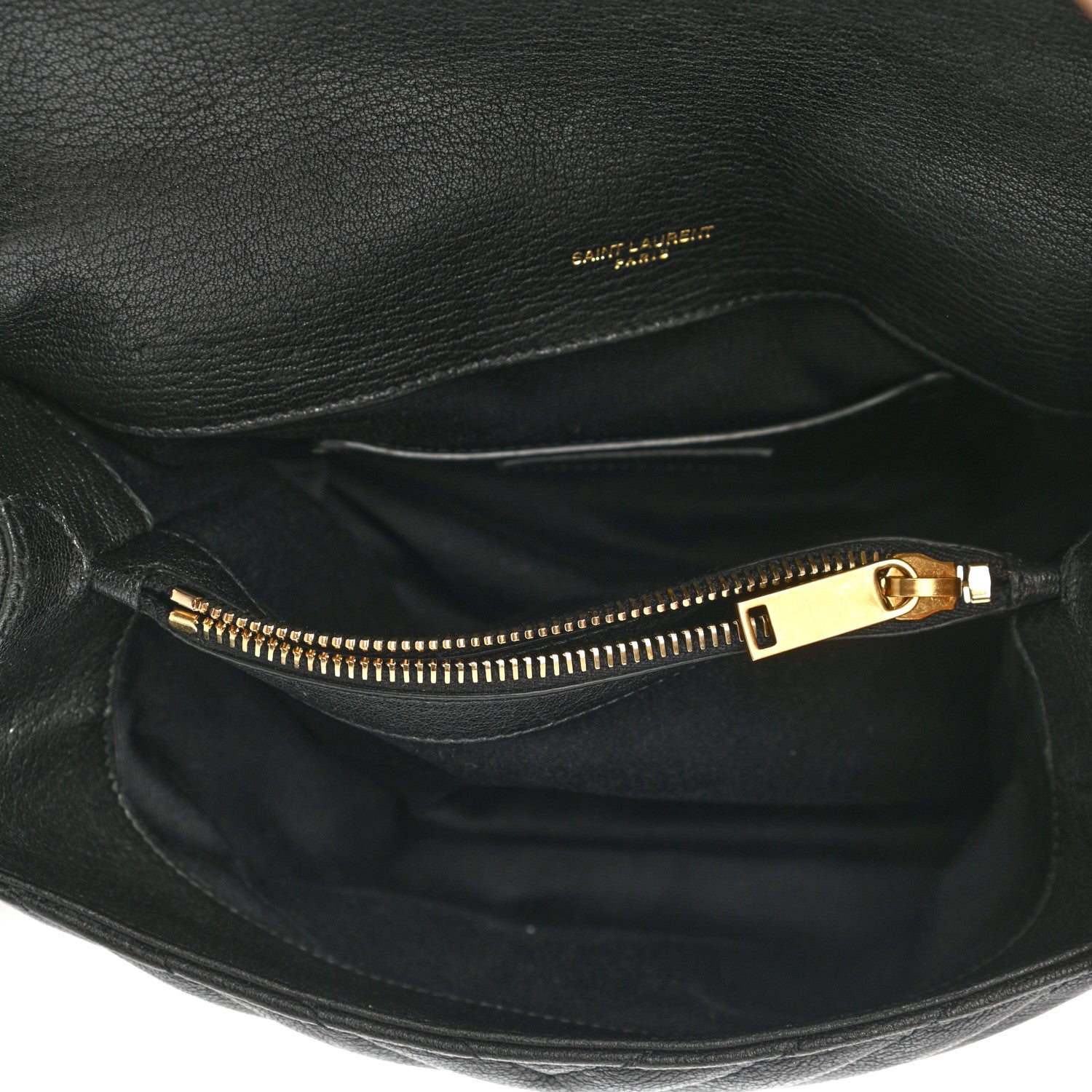 Saint Laurent Sheepskin Matelasse Chevron Monogram Medium College Bag Black 5 of 11