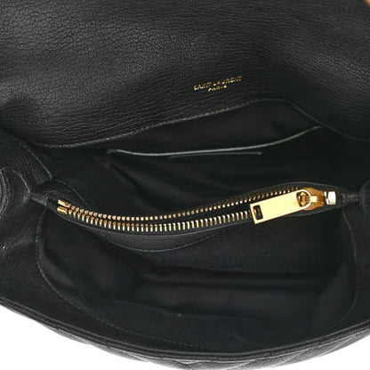 Saint Laurent Sheepskin Matelasse Chevron Monogram Medium College Bag Black 5 of 11