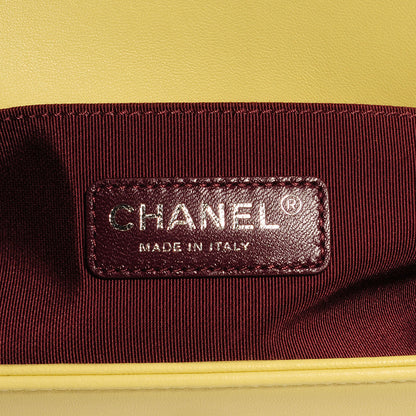 Chanel Wrinkled Lambskin Chevron Quilted Medium Boy Flap Yellow 4 of 7