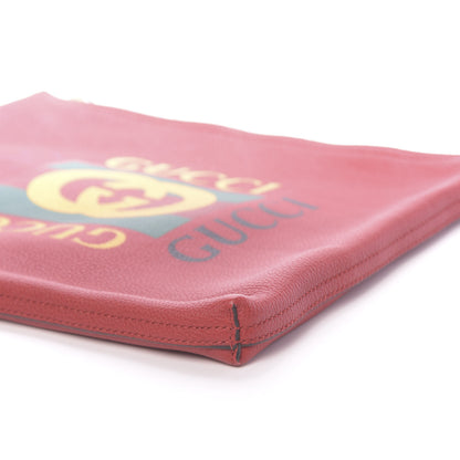 Gucci Pebbled Calfskin Medium Logo Portfolio Clutch Hibiscus Red 9 of 10