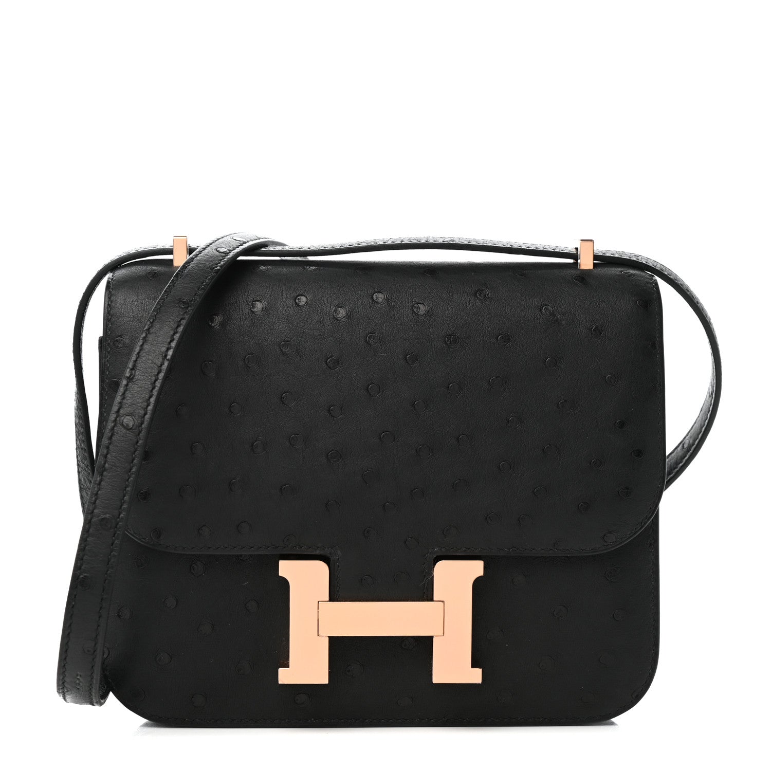 Hermes Ostrich Constance 18 Black 1 of 10