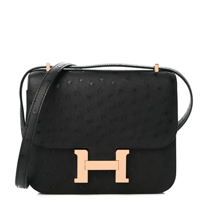 Hermes Ostrich Constance 18 Black 1 of 10