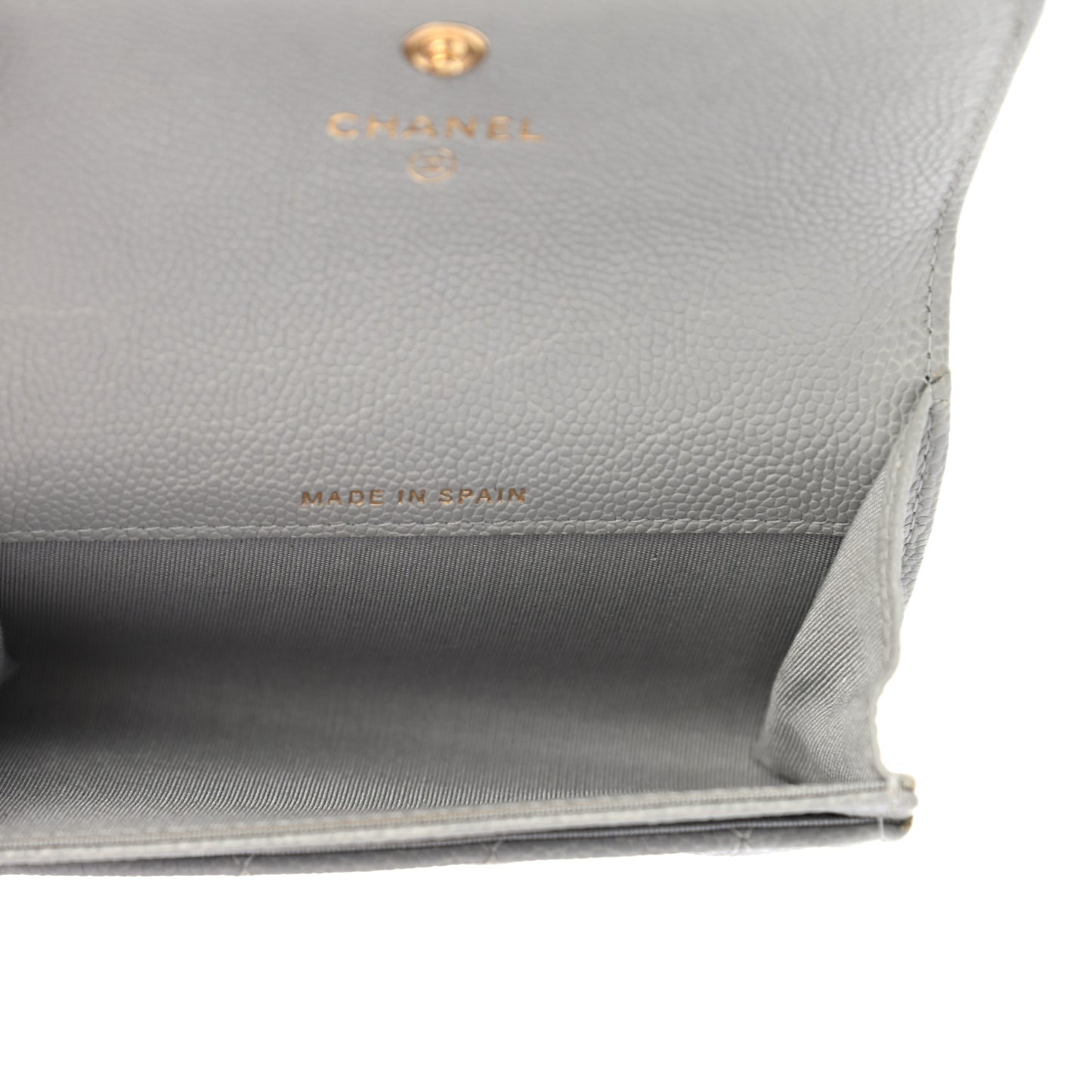 Caviar Quilted Boy Flap Card Holder Grey