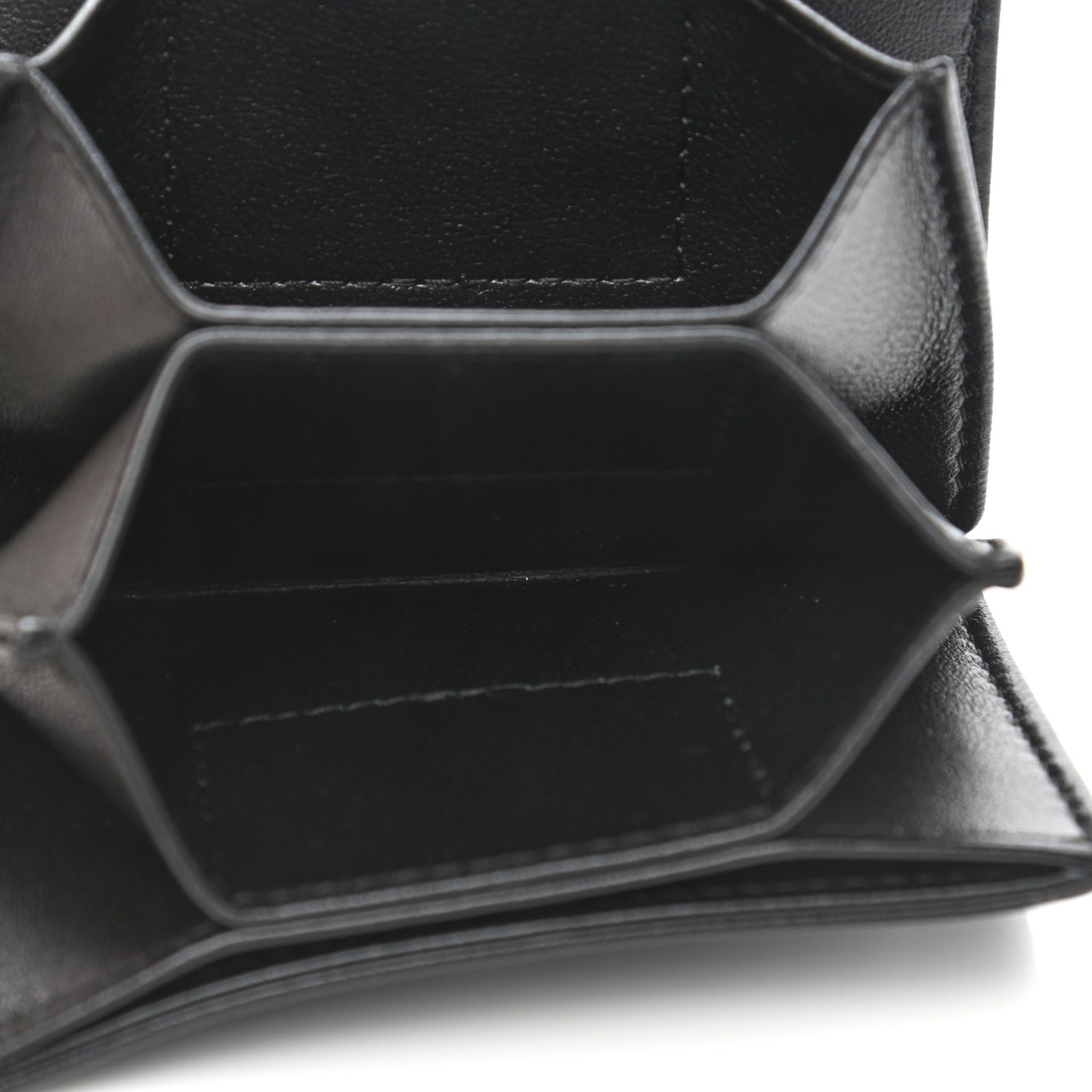 Lambskin Quilted Flap Card Holder With Cuff Black