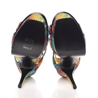 Saint Laurent Python Calfskin Embossed Africa Tie Dye Tribute 105 Platform Sandals 37 Multicolor 5 of 9