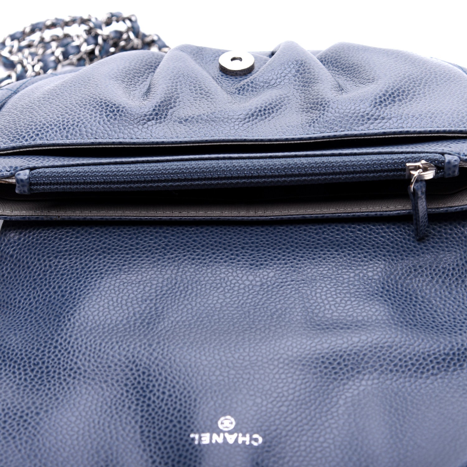 Chanel Caviar Half Moon Wallet On Chain WOC Blue 12 of 14