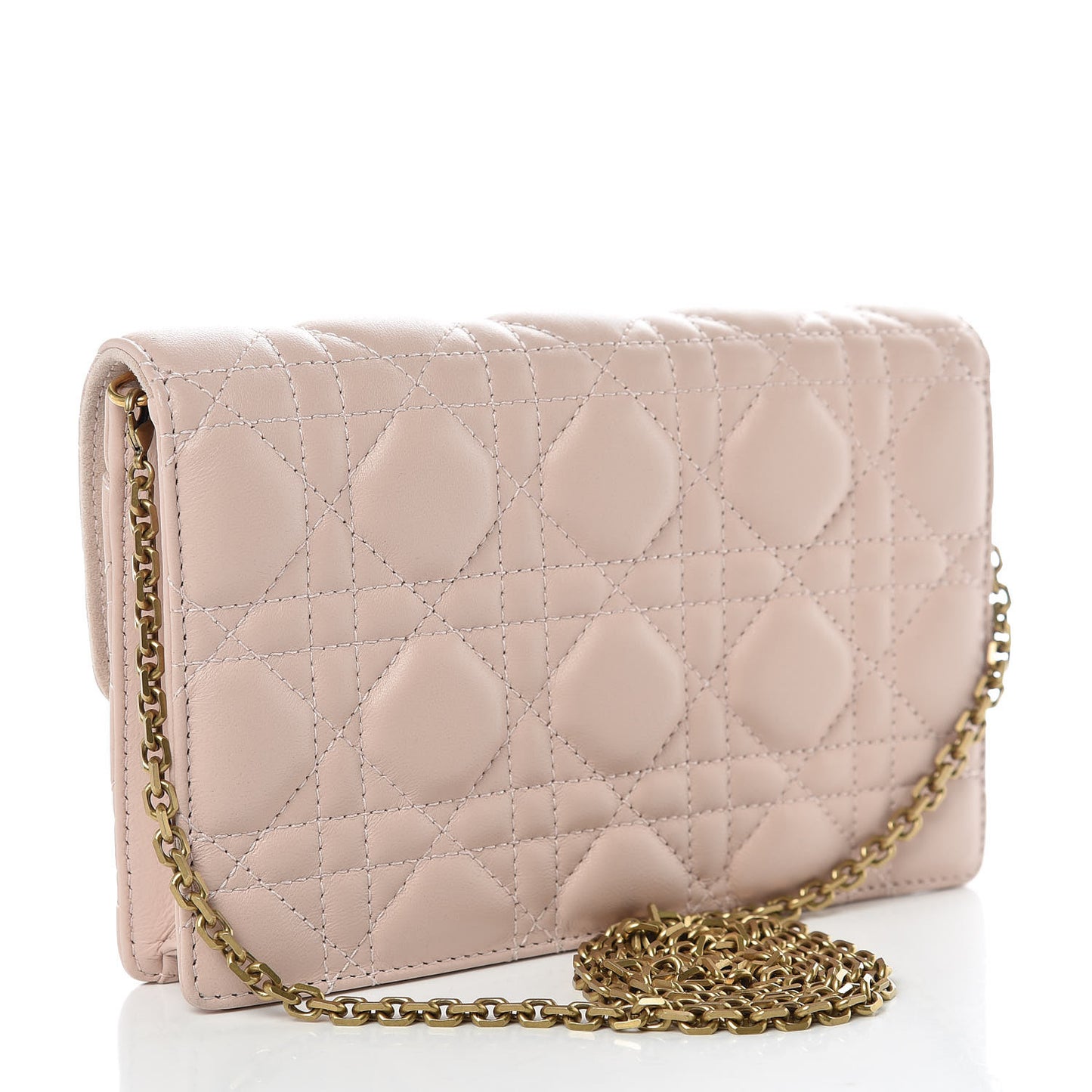 Lambskin Cannage Dioraddict Wallet On Chain Clutch Rose Poudre