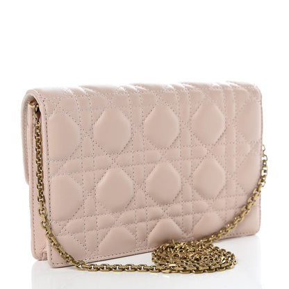 Christian Dior Lambskin Cannage Dioraddict Wallet On Chain Clutch Rose Poudre 3 of 11