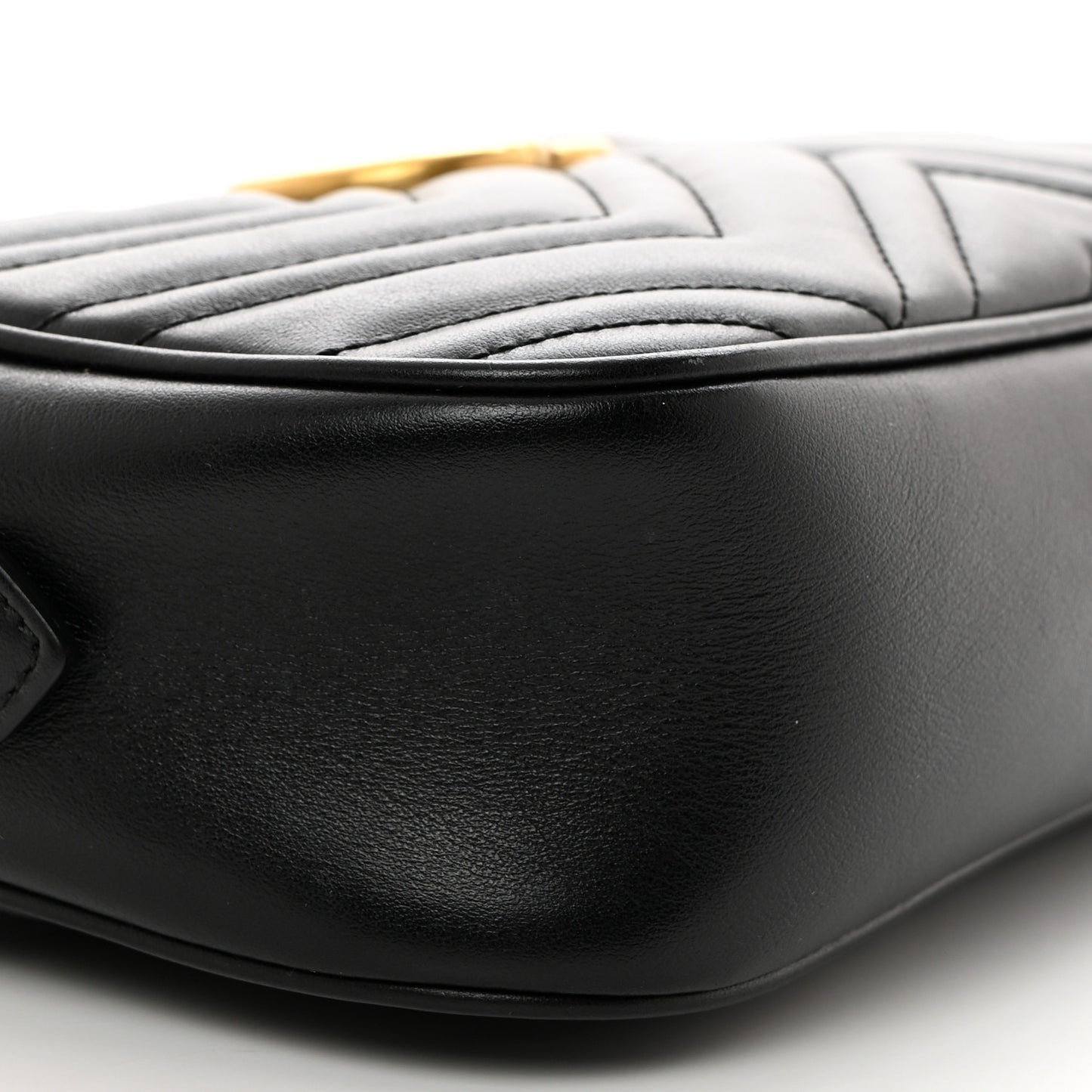 Calfskin Matelasse Small GG Marmont Chain Shoulder Bag Black