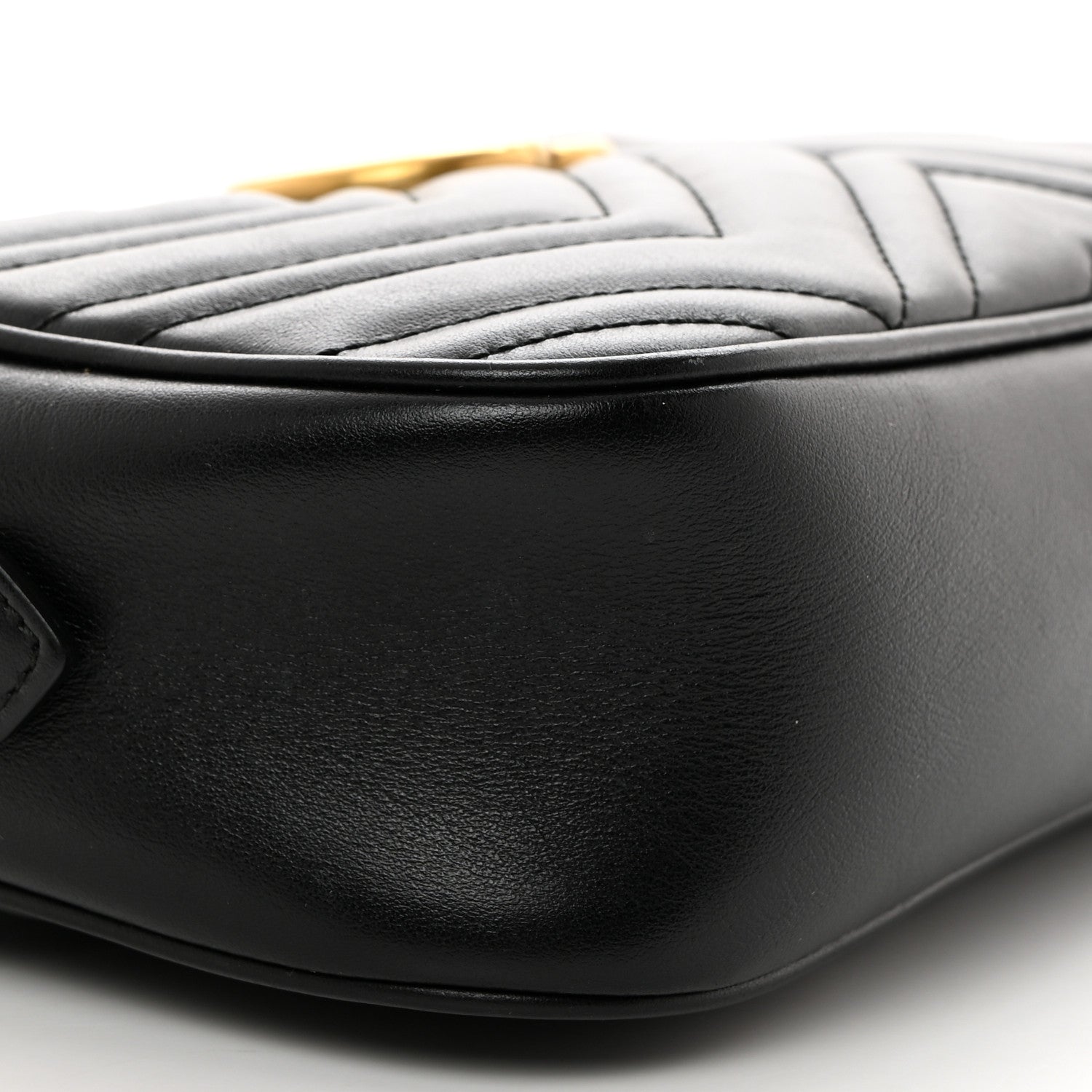 Gucci Calfskin Matelasse Small GG Marmont Chain Shoulder Bag Black 9 of 10