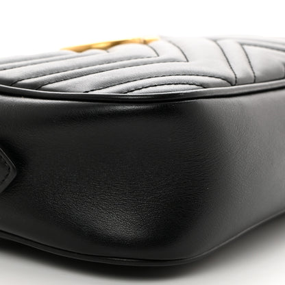 Gucci Calfskin Matelasse Small GG Marmont Chain Shoulder Bag Black 9 of 10