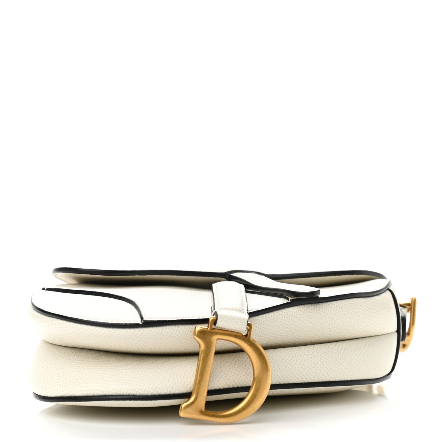 Grained Calfskin Mini Saddle Bag White