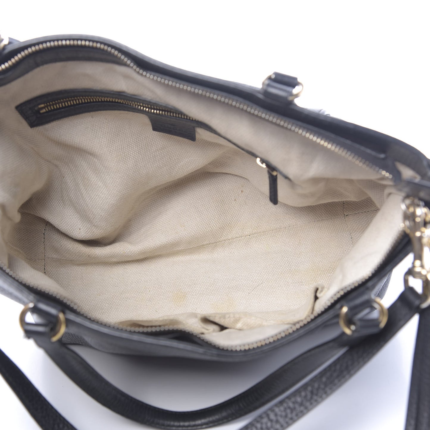 Pebbled Calfskin Small Soho Top Handle Bag Black