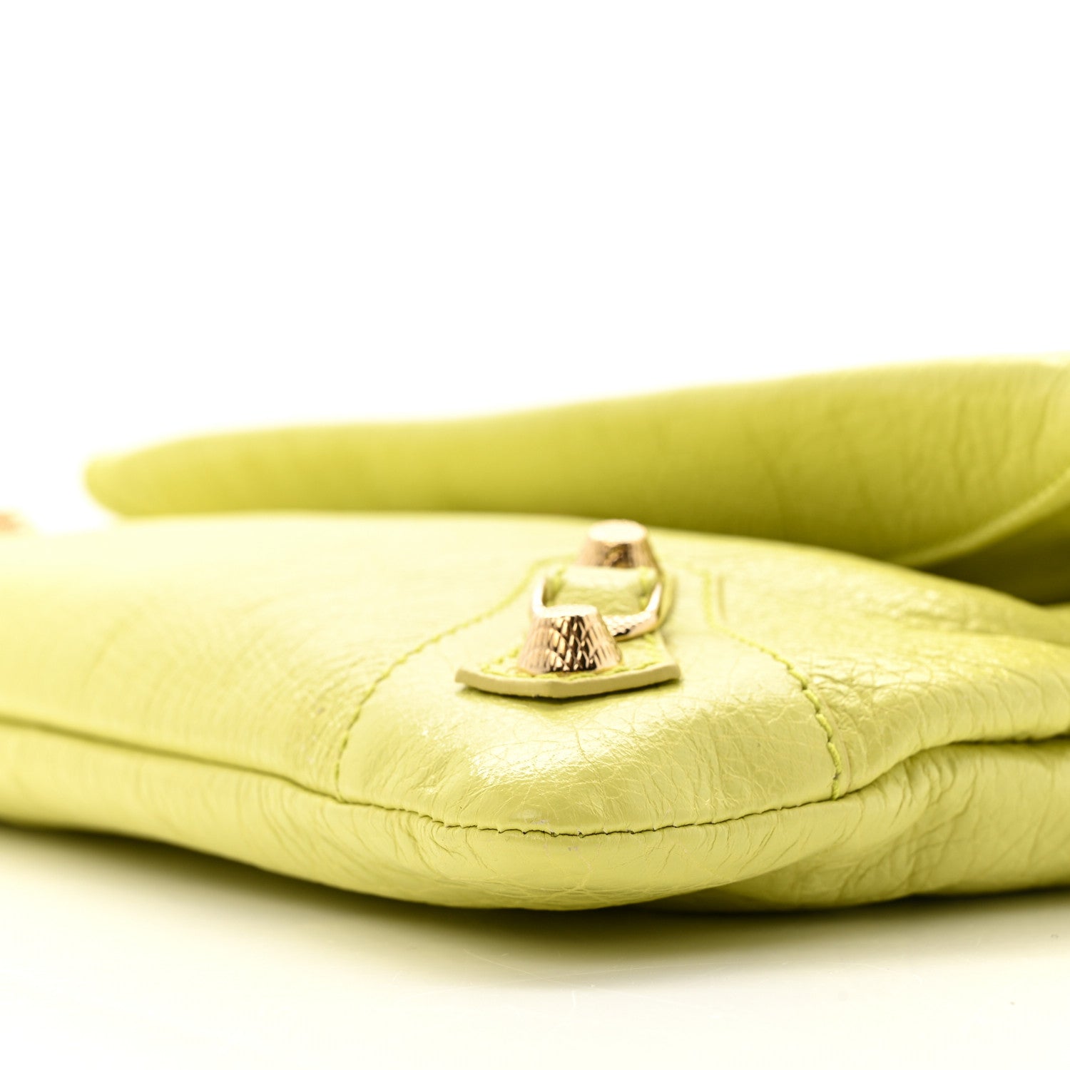 Balenciaga Agneau Giant 12 Gold Hardware Envelope Strap Clutch Jaune Citronnade 12 of 14