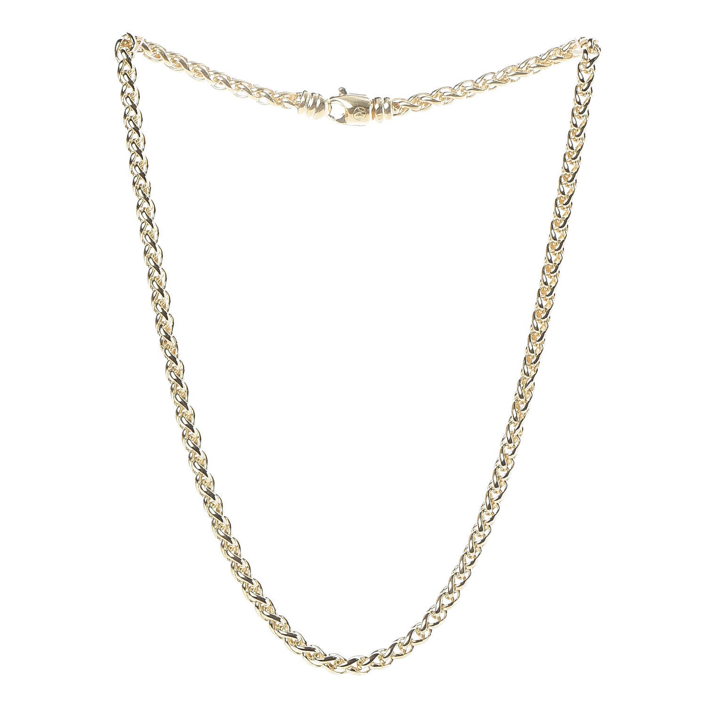 18K Yellow Gold 4mm Wheat Chain Necklace 16"