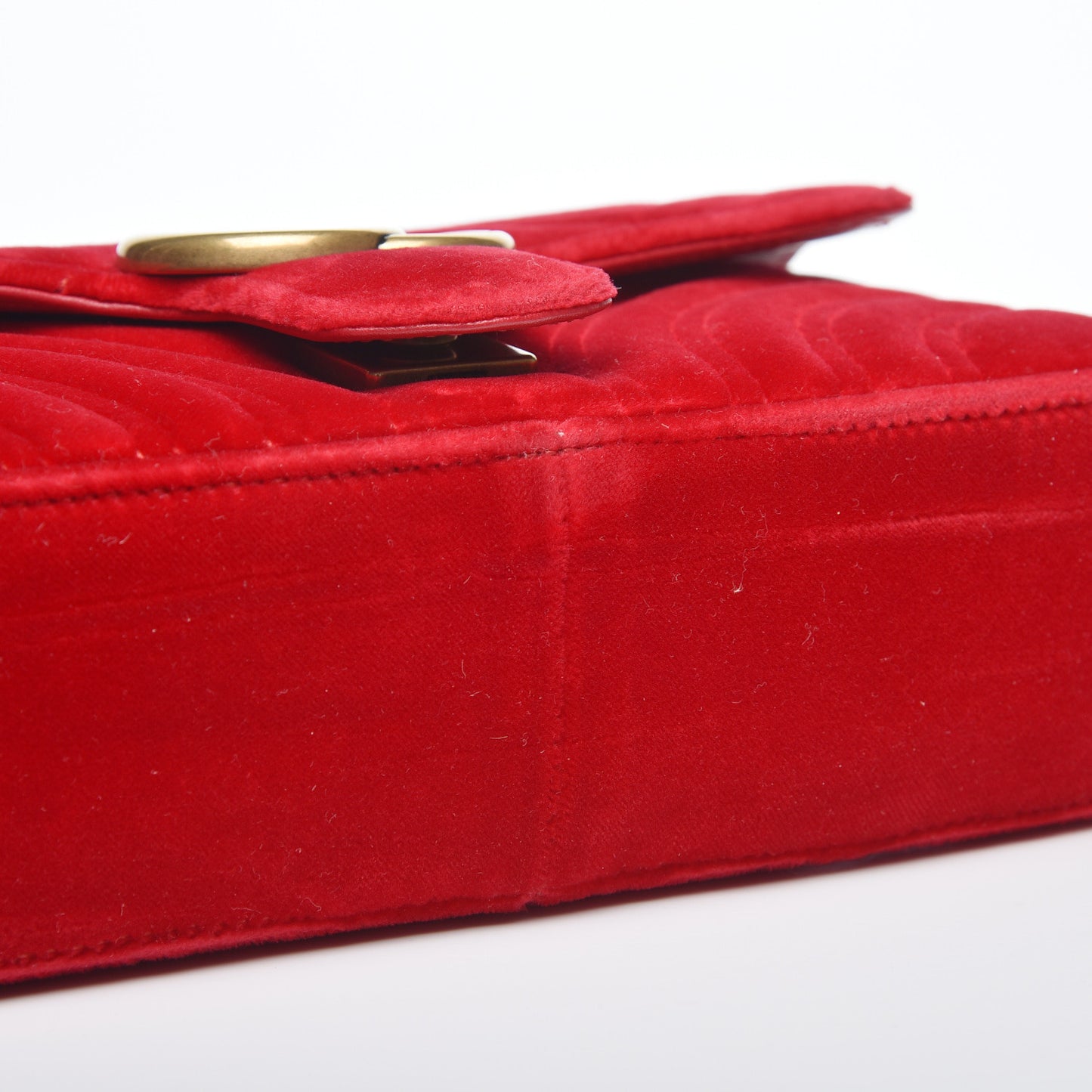 Velvet Matelasse Mini GG Marmont Shoulder Bag Hibiscus Red
