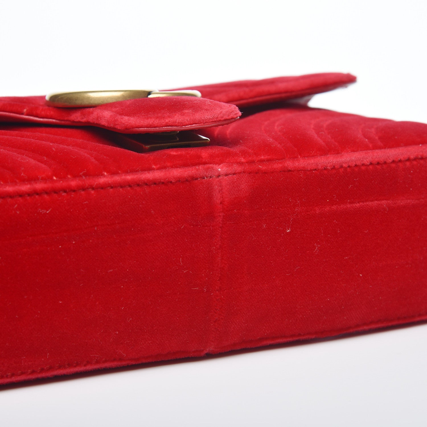 Gucci Velvet Matelasse Mini GG Marmont Shoulder Bag Hibiscus Red 6 of 10