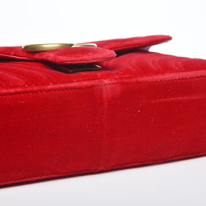 Gucci Velvet Matelasse Mini GG Marmont Shoulder Bag Hibiscus Red 6 of 10